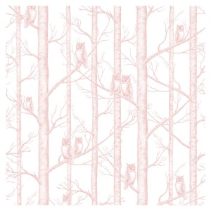 Tapeta Sowy w Drzewach - White Pink