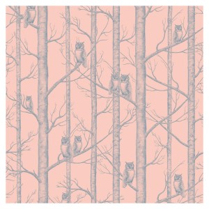 Tapeta Sowy w Drzewach - Rose Gold