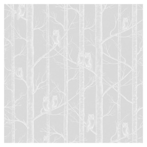 Tapeta Sowy w Drzewach - Light Grey