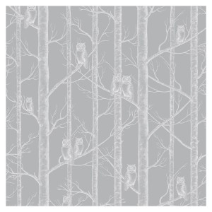 Tapeta Sowy w Drzewach - Dark Grey