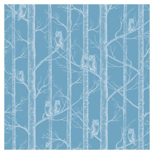 Tapeta Sowy w Drzewach - Blue