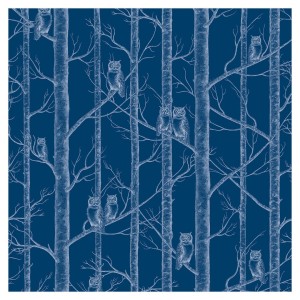 Tapeta Sowy w Drzewach - Navy Blue