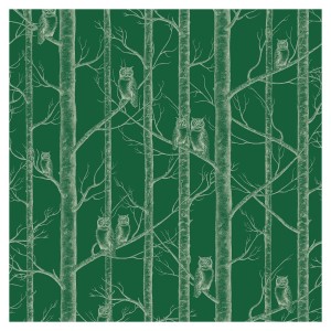 Tapeta Sowy w Drzewach - Bottle Green