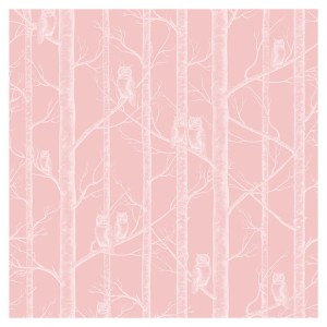 Tapeta Sowy w Drzewach - Light Pink